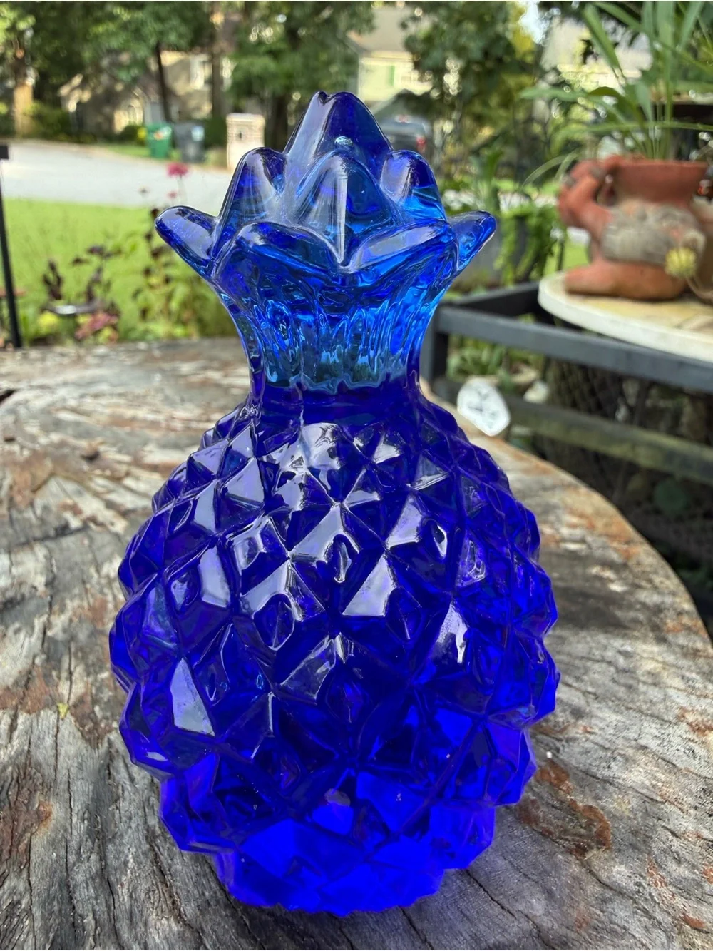 Cobalt Blue Glass Pineapple Decorative Accent